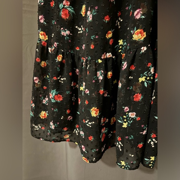 Banana Republic Sheer Clip Dot Floral Midi High Neck Dress size 8 - Picture 5 of 7